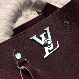 Replica Louis Vuitton Burgundy Textured Lockme Bucket