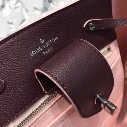 Replica Louis Vuitton Burgundy Textured Lockme Bucket