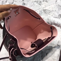 Replica Louis Vuitton Burgundy Textured Lockme Bucket