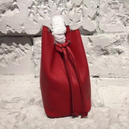 Replica Louis Vuitton Bright Red Textured Lockme Bucket