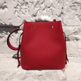 Replica Louis Vuitton Bright Red Textured Lockme Bucket