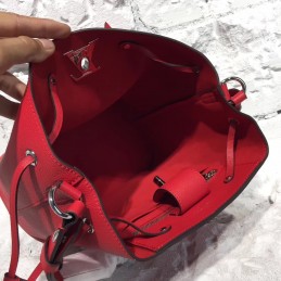 Replica Louis Vuitton Deep Red Textured Lockme Bucket