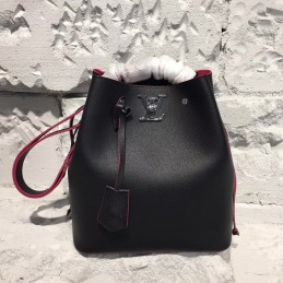 Replica Louis Vuitton Black Textured Lockme Bucket