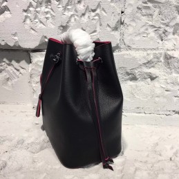 Replica Louis Vuitton Black Textured Lockme Bucket