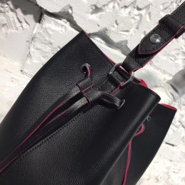 Replica Louis Vuitton Black Textured Lockme Bucket