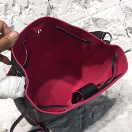 Replica Louis Vuitton Black Textured Lockme Bucket