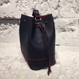 Replica Louis Vuitton Black Red Stitch Lockme Bucket