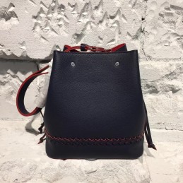 Replica Louis Vuitton Black Red Stitch Lockme Bucket