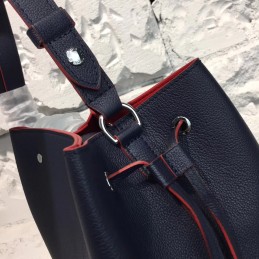 Replica Louis Vuitton Black Red Stitch Lockme Bucket