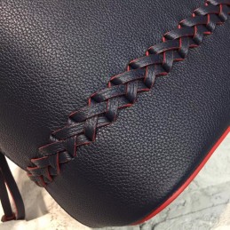 Replica Louis Vuitton Black Red Stitch Lockme Bucket