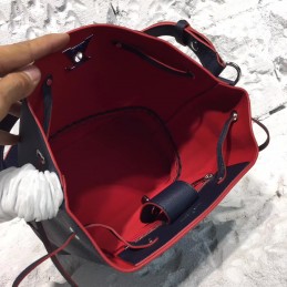 Replica Louis Vuitton Black Red Stitch Lockme Bucket