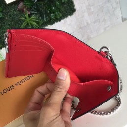 Replica Louis Vuitton Red Epi Leather Supreme Rivets Chain Compact Wallet