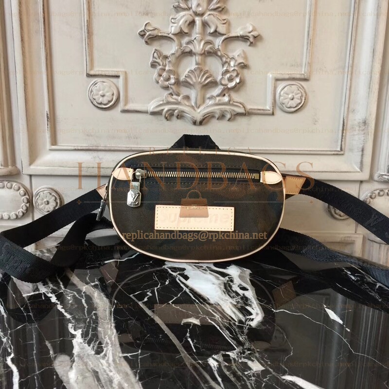 Replica Louis Vuitton Black Camouflage Supreme Bumbag