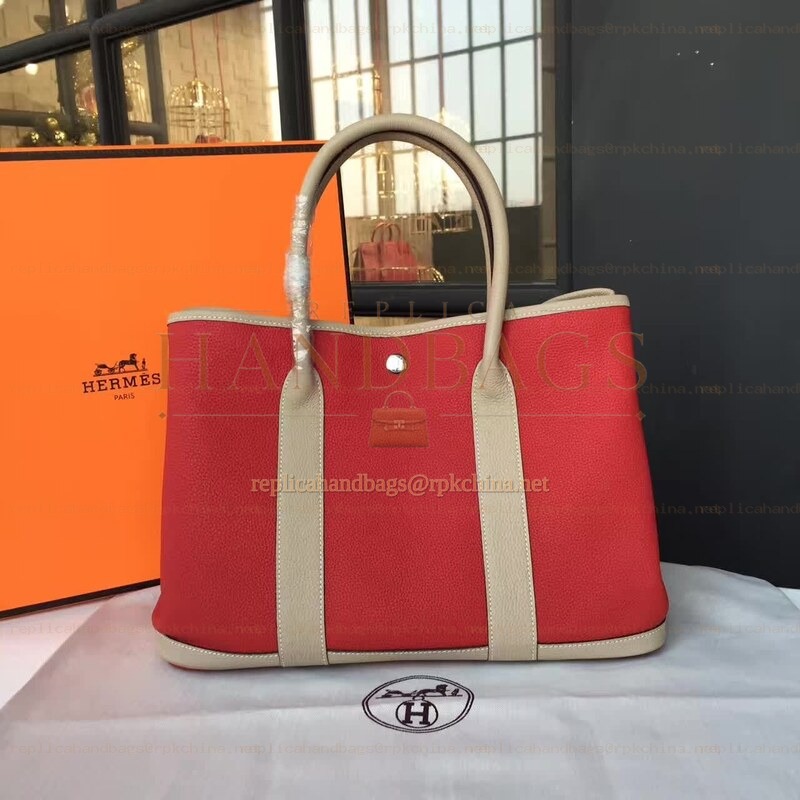 Replica Hermes Red Beige Garden Party 36 Bag