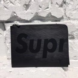 Replica Louis Vuitton Black Epi Leather Supreme Pochette Voyage MM