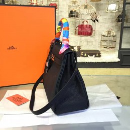 Replica Hermes Black Kelly 28 Blue Orange Handle Bag
