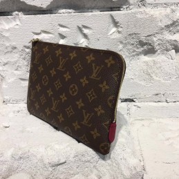 Replica Louis Vuitton Brown Monogram Red Trim Pochette Jour PM