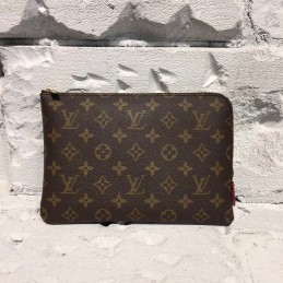 Replica Louis Vuitton Brown Monogram Red Trim Pochette Jour PM