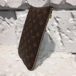 Replica Louis Vuitton Brown Monogram Red Trim Pochette Jour PM