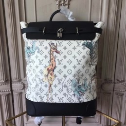 Replica Louis Vuitton White Savane Chapman Steamer Backpack