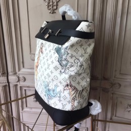 Replica Louis Vuitton White Savane Chapman Steamer Backpack