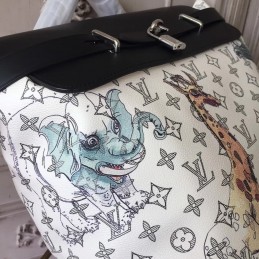 Replica Louis Vuitton White Savane Chapman Steamer Backpack