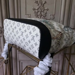 Replica Louis Vuitton White Savane Chapman Steamer Backpack