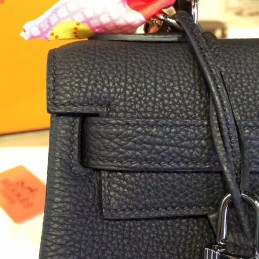 Replica Hermes Black Kelly 28 Blue Orange Handle Bag