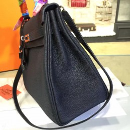 Replica Hermes Black Kelly 28 Blue Orange Handle Bag
