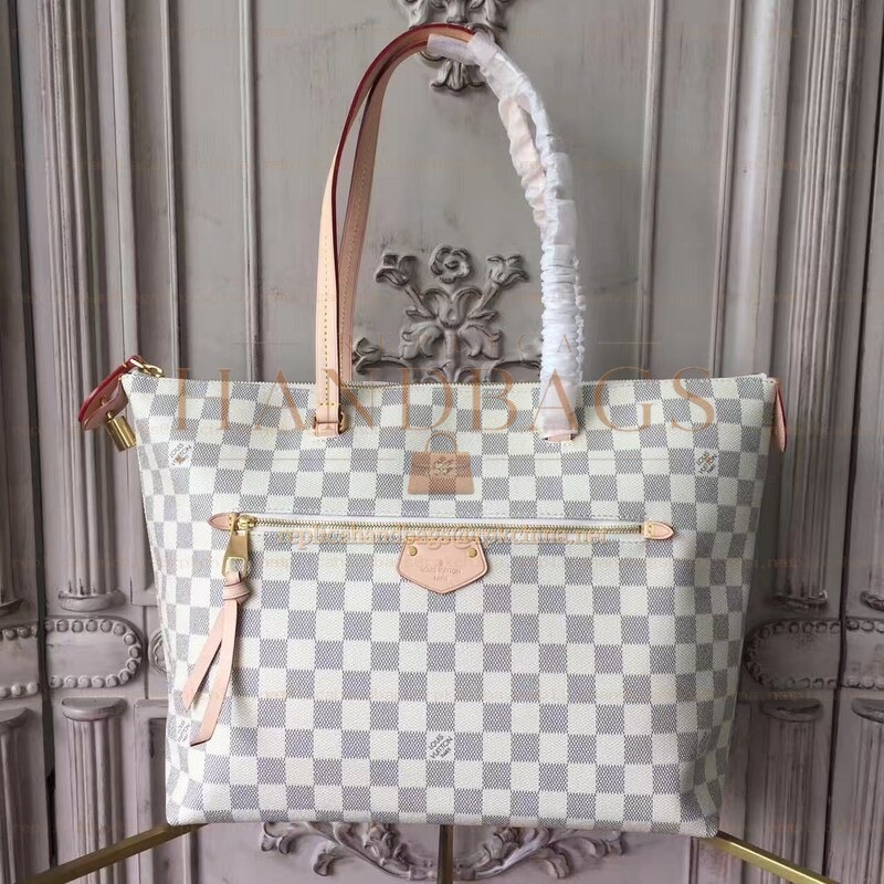 Replica Louis Vuitton White Damier Azur Red Trim Iena MM