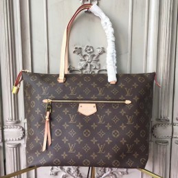 Replica Louis Vuitton Brown Monogram Beige Trim Iena MM