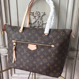 Replica Louis Vuitton Brown Monogram Beige Trim Iena MM