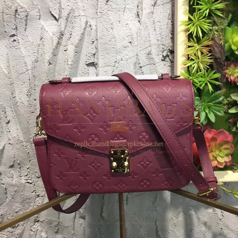 Replica Louis Vuitton Burgundy Embossed Monogram Metis Pochette