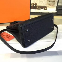 Replica Hermes Black Kelly 28 Blue Orange Handle Bag