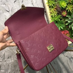 Replica Louis Vuitton Burgundy Embossed Monogram Metis Pochette
