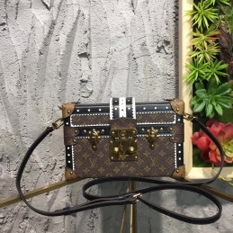 Replica Louis Vuitton Brown Monogram Gold Studded Petite Malle