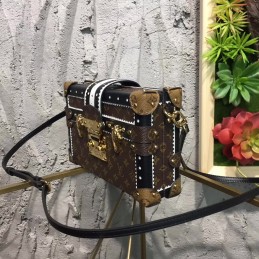Replica Louis Vuitton Brown Monogram Gold Studded Petite Malle