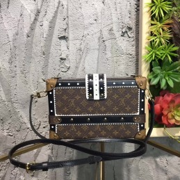 Replica Louis Vuitton Brown Monogram Gold Studded Petite Malle