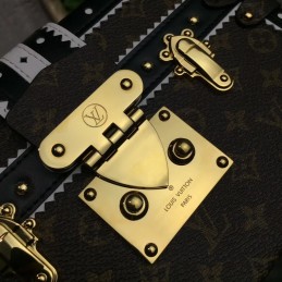 Replica Louis Vuitton Brown Monogram Gold Studded Petite Malle