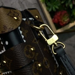 Replica Louis Vuitton Brown Monogram Gold Studded Petite Malle