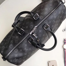 Replica Louis Vuitton Black Monogram Eclipse Keepall Bandouliere 45 - Style 2