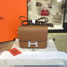 Replica Hermes Tan Constance Mini 18 Palladium Hardware Bag