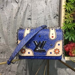 Replica Louis Vuitton Black Textured Twist MM with Studded Floral Detail