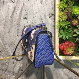 Replica Louis Vuitton Black Textured Twist MM with Studded Floral Detail