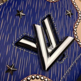 Replica Louis Vuitton Black Textured Twist MM with Studded Floral Detail