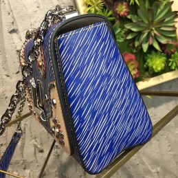 Replica Louis Vuitton Black Textured Twist MM with Studded Floral Detail