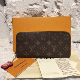 Replica Louis Vuitton Brown Monogram Pink Charm Clemence Wallet