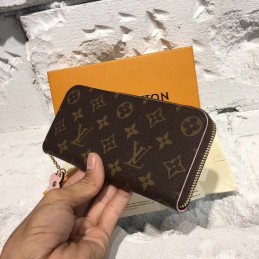 Replica Louis Vuitton Brown Monogram Pink Charm Clemence Wallet