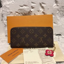 Replica Louis Vuitton Brown Monogram Pink Charm Clemence Wallet