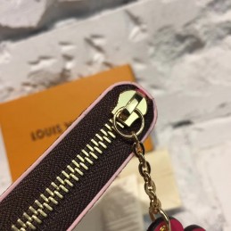 Replica Louis Vuitton Brown Monogram Pink Charm Clemence Wallet